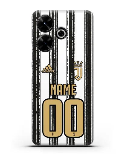 Именной чехол ФК Ювентус с фамилией и номером (сезон 2020-2021) домашняя форма силиконовый для Xiaomi Poco M6
