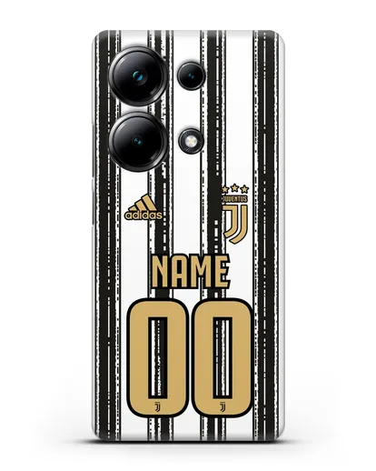 Именной чехол ФК Ювентус с фамилией и номером (сезон 2020-2021) домашняя форма силиконовый для Xiaomi Poco M6 Pro