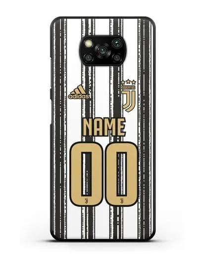 Именной чехол ФК Ювентус с фамилией и номером (сезон 2020-2021) домашняя форма силиконовый для Xiaomi Poco X3