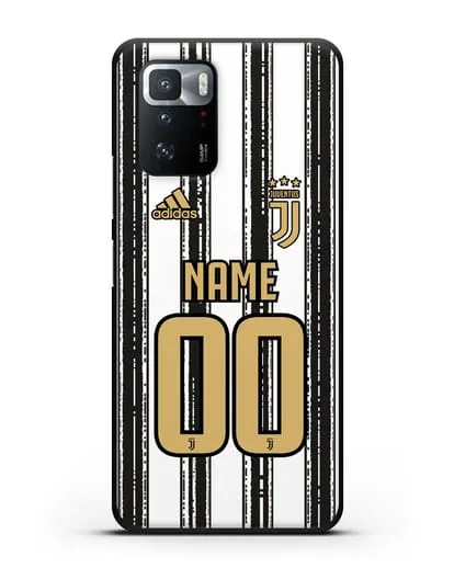 Именной чехол ФК Ювентус с фамилией и номером (сезон 2020-2021) домашняя форма силиконовый для Xiaomi Poco X3 GT