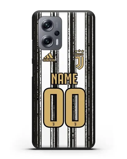 Именной чехол ФК Ювентус с фамилией и номером (сезон 2020-2021) домашняя форма силиконовый для Xiaomi Poco X4 GT