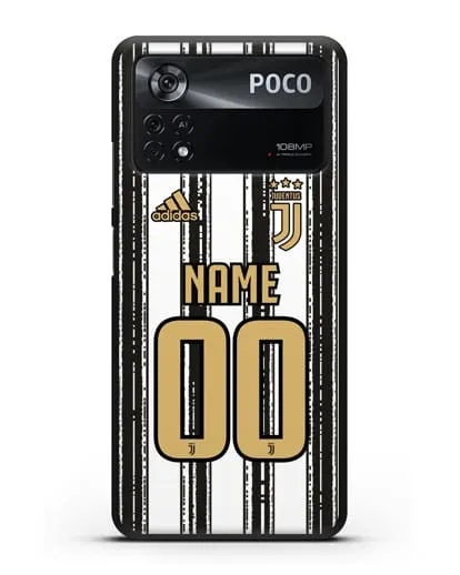 Именной чехол ФК Ювентус с фамилией и номером (сезон 2020-2021) домашняя форма силиконовый для Xiaomi Poco X4 Pro
