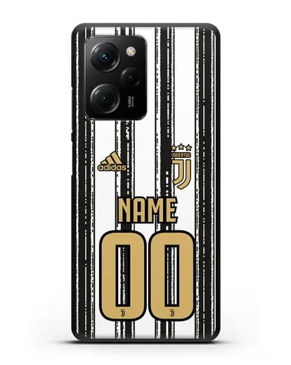 Именной чехол ФК Ювентус с фамилией и номером (сезон 2020-2021) домашняя форма силиконовый для Xiaomi Poco X5 Pro