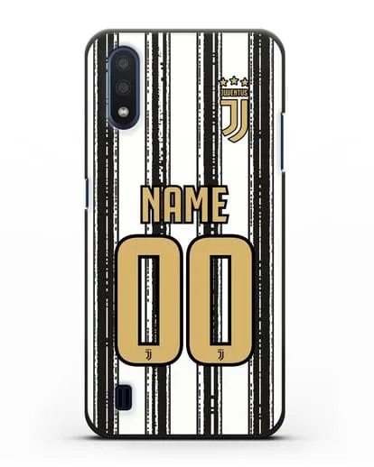 Именной чехол ФК Ювентус с фамилией и номером (сезон 2020-2021) домашняя форма силиконовый для Samsung Galaxy M01 [SM-M015F]