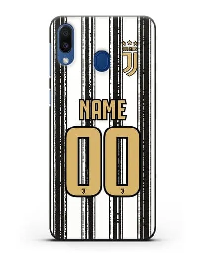 Именной чехол ФК Ювентус с фамилией и номером (сезон 2020-2021) домашняя форма силиконовый для Samsung Galaxy M20 [SM-M205F]