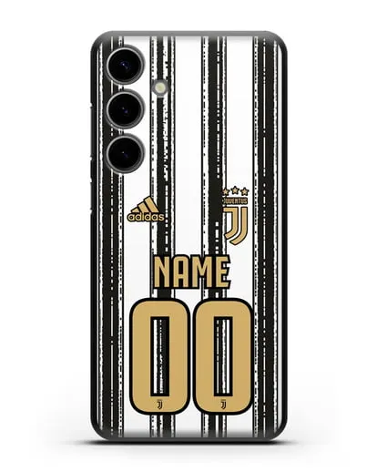 Именной чехол ФК Ювентус с фамилией и номером (сезон 2020-2021) домашняя форма силиконовый для Samsung Galaxy S24 Plus