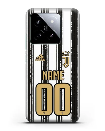 Именной чехол ФК Ювентус с фамилией и номером (сезон 2020-2021) домашняя форма силиконовый для Xiaomi 14