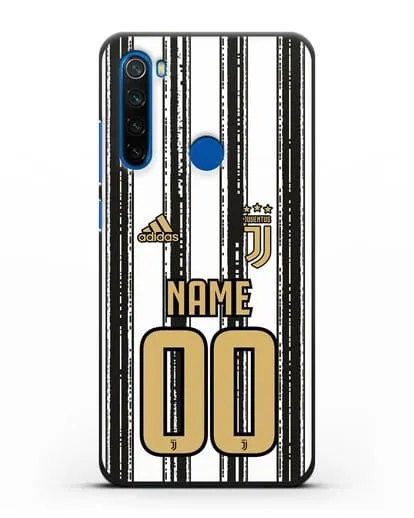 Именной чехол ФК Ювентус с фамилией и номером (сезон 2020-2021) домашняя форма силиконовый для Xiaomi Redmi Note 8