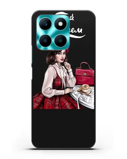 Чехол с иллюстрацией девушки и надписью Думай о хорошем силиконовый для Honor X6a