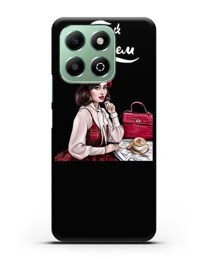 Чехол с иллюстрацией девушки и надписью Думай о хорошем силиконовый для Honor X6b