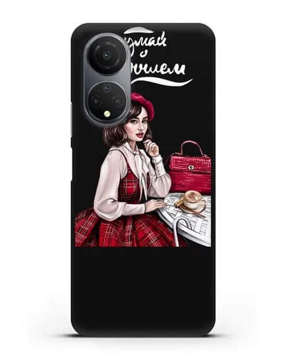 Чехол с иллюстрацией девушки и надписью Думай о хорошем силиконовый для Honor X7