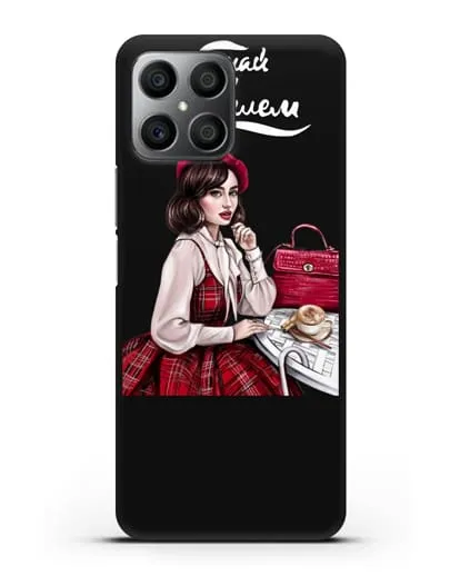 Чехол с иллюстрацией девушки и надписью Думай о хорошем силиконовый для Honor X8