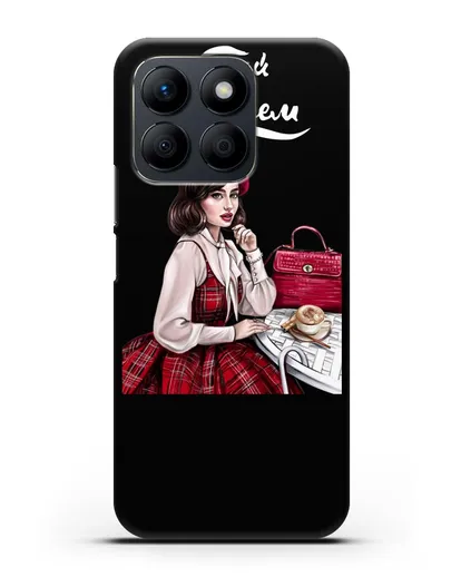 Чехол с иллюстрацией девушки и надписью Думай о хорошем силиконовый для Honor X8b