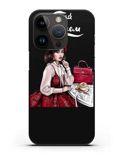 Чехол с иллюстрацией девушки и надписью Думай о хорошем силиконовый для iPhone 14 Pro