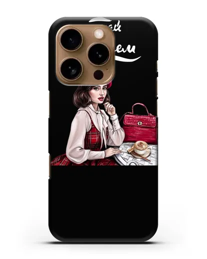 Чехол с иллюстрацией девушки и надписью Думай о хорошем силиконовый для iPhone 16 Pro