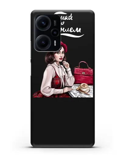 Чехол с иллюстрацией девушки и надписью Думай о хорошем силиконовый для Xiaomi Poco F5