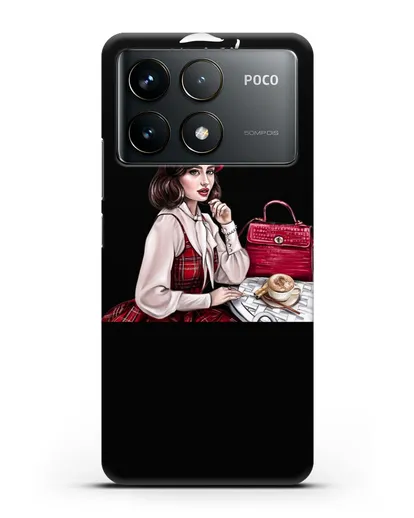 Чехол с иллюстрацией девушки и надписью Думай о хорошем силиконовый для Xiaomi Poco F6 Pro