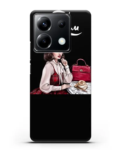 Чехол с иллюстрацией девушки и надписью Думай о хорошем силиконовый для Xiaomi Poco X6