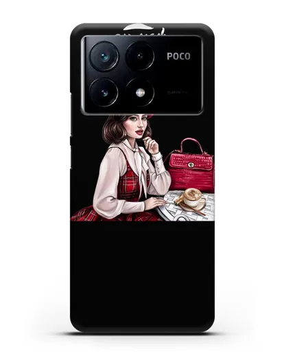 Чехол с иллюстрацией девушки и надписью Думай о хорошем силиконовый для Xiaomi Poco X6 Pro