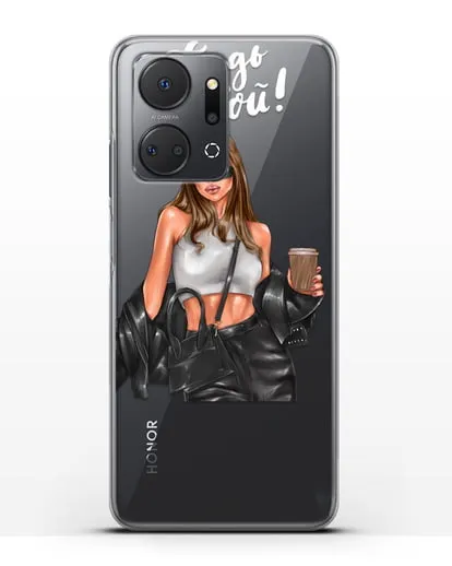 Чехол с иллюстрацией девушки и надписью Будь собой силиконовый для Honor X7a