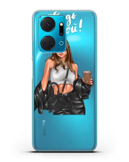 Чехол с иллюстрацией девушки и надписью Будь собой силиконовый для Honor X7a Plus