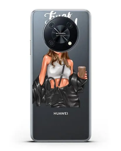 Чехол с иллюстрацией девушки и надписью Будь собой силиконовый для Huawei Nova Y90