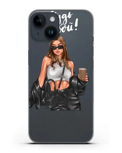 Чехол с иллюстрацией девушки и надписью Будь собой силиконовый для iPhone 14