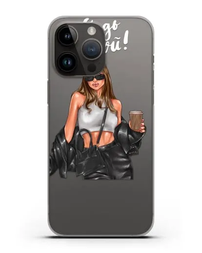 Чехол с иллюстрацией девушки и надписью Будь собой силиконовый для iPhone 14 Pro Max