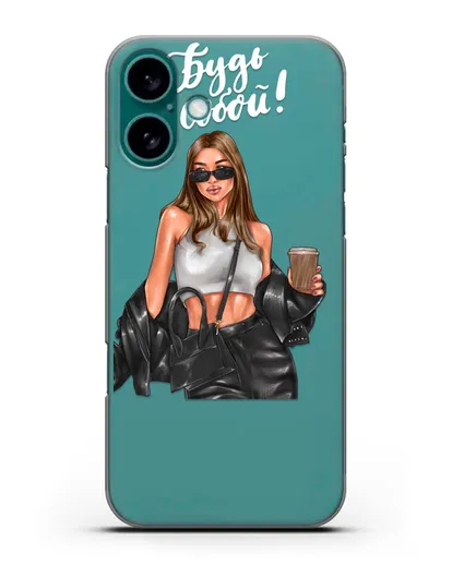 Чехол с иллюстрацией девушки и надписью Будь собой силиконовый для iPhone 16 Plus