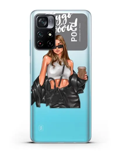 Чехол с иллюстрацией девушки и надписью Будь собой силиконовый для Xiaomi Poco M4 Pro 5G