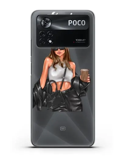Чехол с иллюстрацией девушки и надписью Будь собой силиконовый для Xiaomi Poco X4 Pro