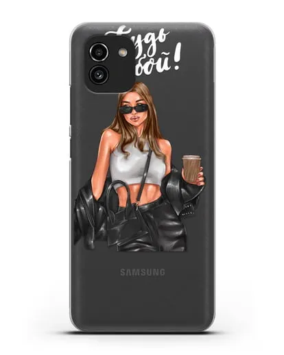 Чехол с иллюстрацией девушки и надписью Будь собой силиконовый для Samsung Galaxy A03 [SM-A035]