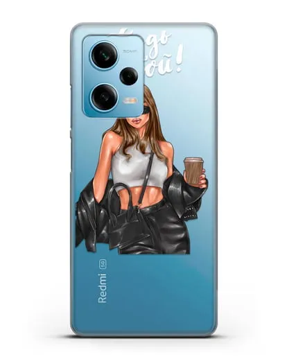 Чехол с иллюстрацией девушки и надписью Будь собой силиконовый для Xiaomi Redmi Note 12 5G