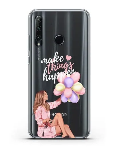 Чехол с иллюстрацией Девушка с воздушными шарами силиконовый для Honor 20e