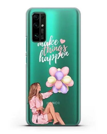 Чехол с иллюстрацией Девушка с воздушными шарами силиконовый для Honor 30