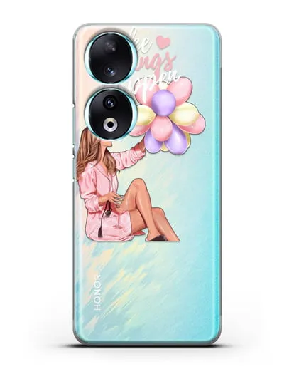 Чехол с иллюстрацией Девушка с воздушными шарами силиконовый для Honor 90