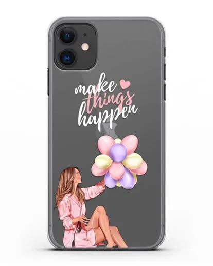 Чехол с иллюстрацией Девушка с воздушными шарами силиконовый для iPhone 11