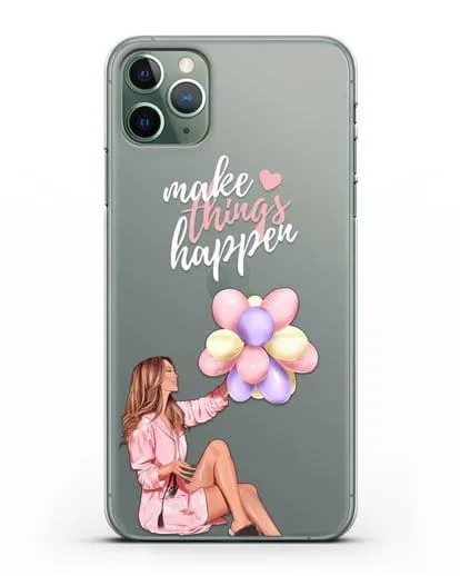 Чехол с иллюстрацией Девушка с воздушными шарами силиконовый для iPhone 11 Pro Max