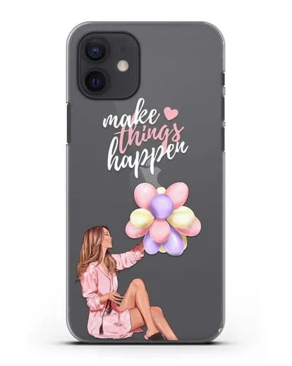 Чехол с иллюстрацией Девушка с воздушными шарами силиконовый для iPhone 12