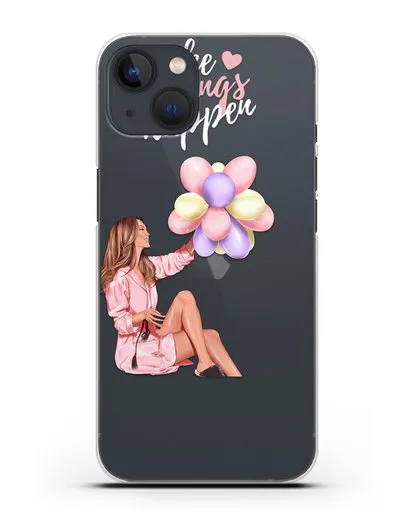 Чехол с иллюстрацией Девушка с воздушными шарами силиконовый для iPhone 13 Mini