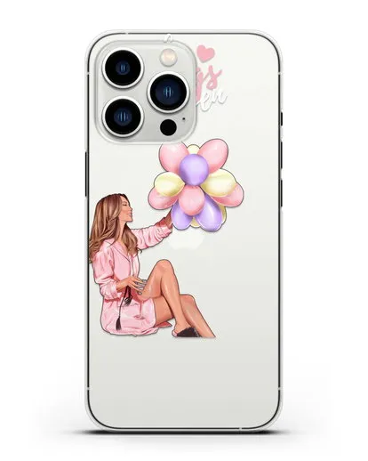 Чехол с иллюстрацией Девушка с воздушными шарами силиконовый для iPhone 13 Pro