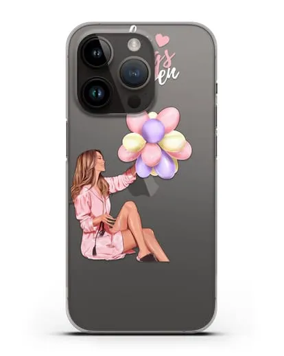 Чехол с иллюстрацией Девушка с воздушными шарами силиконовый для iPhone 14 Pro