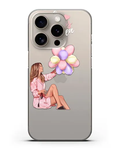 Чехол с иллюстрацией Девушка с воздушными шарами силиконовый для iPhone 15 Pro