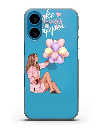 Чехол с иллюстрацией Девушка с воздушными шарами силиконовый для iPhone 16