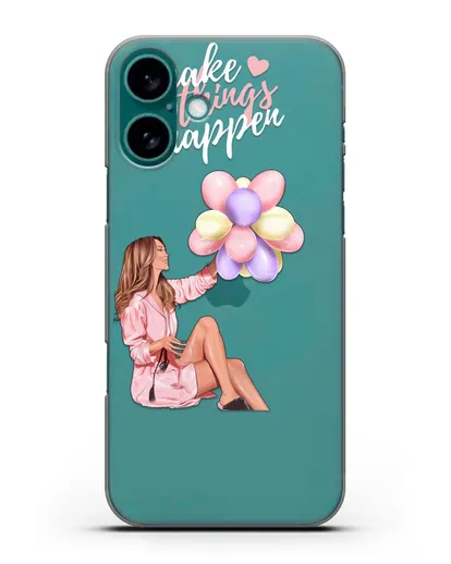 Чехол с иллюстрацией Девушка с воздушными шарами силиконовый для iPhone 16 Plus