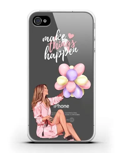 Чехол с иллюстрацией Девушка с воздушными шарами силиконовый для iPhone 4/4s