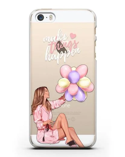 Чехол с иллюстрацией Девушка с воздушными шарами силиконовый для iPhone 5/5s/SE