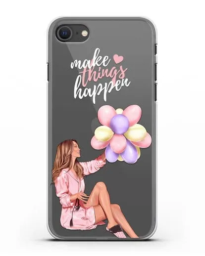 Чехол с иллюстрацией Девушка с воздушными шарами силиконовый для iPhone SE 2020