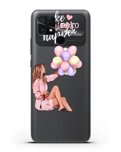 Чехол с иллюстрацией Девушка с воздушными шарами силиконовый для Xiaomi Poco C40