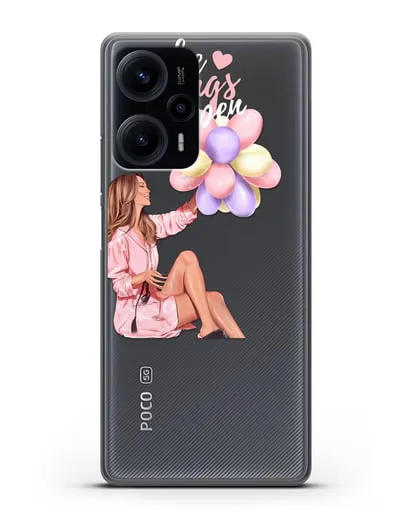 Чехол с иллюстрацией Девушка с воздушными шарами силиконовый для Xiaomi Poco F5